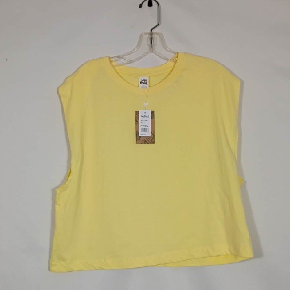 NWT Day Break Soft Yellow Peached Muscle Tank Womens Size Large